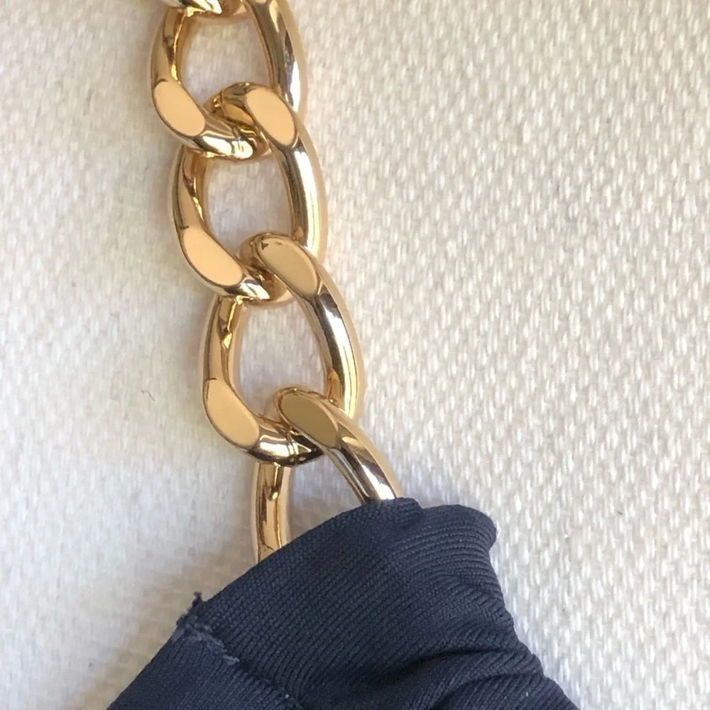 Michael Kors Gold Chain High Neck Flowy Tankini Top Blue Size Small